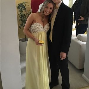 Yellow and gold prom dress